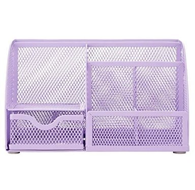 ORGANIZADOR GLOBAL SHOPEX ESCRITORIO MALLA ANNOVA CON 7 COMPARTIMENTOS + CAJÓN MULTIFUNCIONAL MORADO - 3