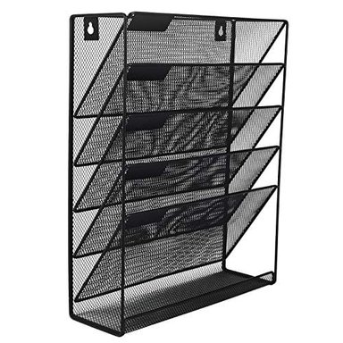 ORGANIZADOR DE MALLA DE 6 NIVELES EASYPAG PARA GUARDAR ARCHIVOS MATERIAL DE LECTURA MONTAJE EN PARED NEGRO