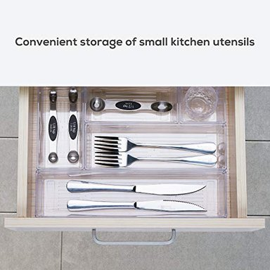 BANDEJA ORGANIZADORA DE 14 CAJONES DE PLÁSTICO TRANSPARENTE PARA MAQUILLAJE UTENSILIOS DE COCINA JOYAS Y ACCESORIOS - 3