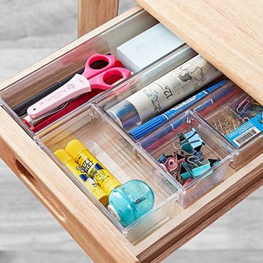 BANDEJA ORGANIZADORA DE 14 CAJONES DE PLÁSTICO TRANSPARENTE PARA MAQUILLAJE UTENSILIOS DE COCINA JOYAS Y ACCESORIOS - 4