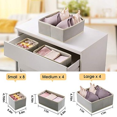 KOOTEK ORGANIZADOR DE CAJONES 16 UNIDADES EN 3 TAMAÑOS PLEGABLE ROPA INTERIOR CAJÓN ORGANIZADOR DIVISOR CAJA - 2