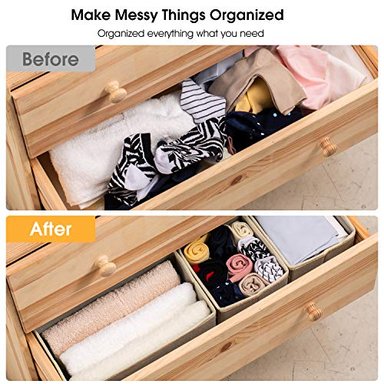 KOOTEK ORGANIZADOR DE CAJONES 16 UNIDADES EN 3 TAMAÑOS PLEGABLE ROPA INTERIOR CAJÓN ORGANIZADOR DIVISOR CAJA - 4