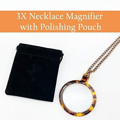 COLLAR GLOBAL SHOPEX CON COLGANTE LUPA MAGPRO CON LUPAS TARJETA 2 PARA LEER PERIÓDICOS REVISTAS MAPAS CLASES