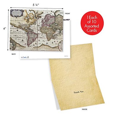 TARJETAS DE FELICITACIÓN M2076 CON MAPA DEL MUNDO 10 TARJETAS DE FELICITACIÓN CON MAPA VINTAGE PARA TODAS LAS OCASIONES - 2