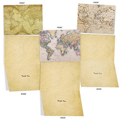 TARJETAS DE FELICITACIÓN M2076 CON MAPA DEL MUNDO 10 TARJETAS DE FELICITACIÓN CON MAPA VINTAGE PARA TODAS LAS OCASIONES - 3