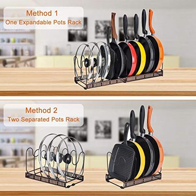 TOPLIFE - ORGANIZADOR DE SARTENES EXPANDIBLES 10 COMPARTIMENTOS AJUSTABLES SOPORTE PARA PLACA DE TAPA - 3