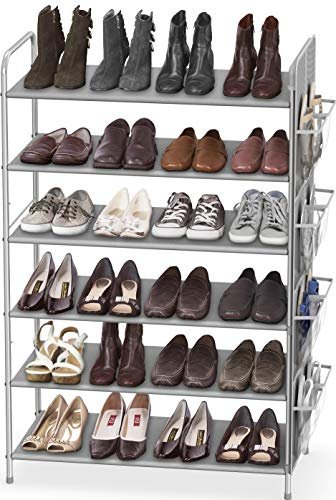 ORGANIZADOR SIMPLE HOUSEWARE MULTICOLOR ALMACENAMIENTO ZAPATOS 6 NIVELES 34 PARES CON BOLSA COLGANTE LATERAL
