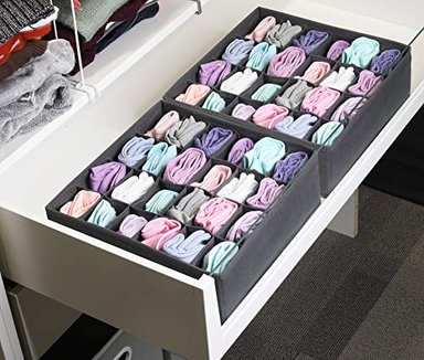 2 UNIDADES – SIMPLE HOUSEWARE ARMARIO CALCETINES ORGANIZADOR 24 CAJONES DE CELDAS GRIS OSCURO - 2