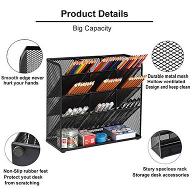 ORGANIZADOR GLOBAL SHOPEX MULTICOLOR MARBRASSE MESH DESK MULTI-FUNCTIONAL PEN HOLDER STATIONARY STORAGE - 2