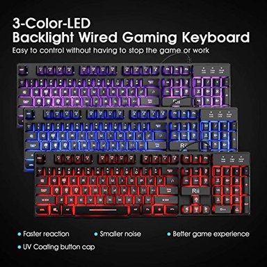 ACCESORIO CÓMPUTO GS RII RK100 TECLADO RETROILUMINACION LED 3 COLORES SENSACION MECANICA USB TRABAJAR O JUGAR VIDEOJUEGOS - 2