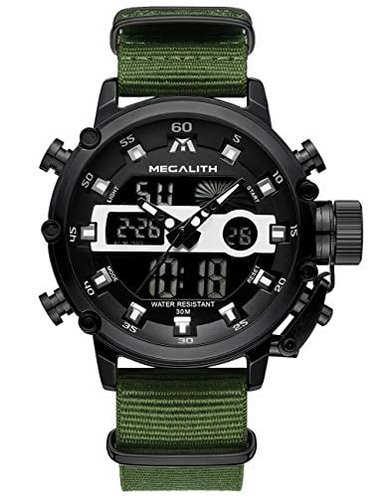 RELOJ MEGALITH HOMBRE DIGITAL DEPORTIVO MILITAR TÁCTICO RESISTENTE AL AGUA MULTIFUNCIÓN LED