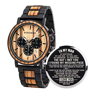 COLLAR BOBO BIRD D1SS200020104_PP RELOJ PULSERA HOMBRE CON GRABADO PERSONALIZADO MADERA Y ACERO INOXIDABLE COMBINADO CUARZO