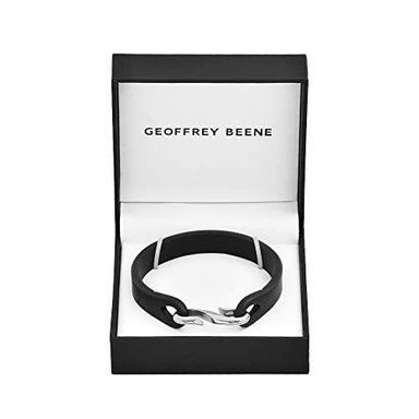 GEOFFREY BEENE - PULSERA DE PIEL Y ACERO INOXIDABLE CON CIERRE DE GANCHO PARA HOMBRE - 3