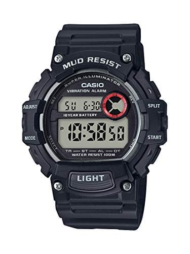 RELOJ CASIO UNISEX RESISTENTE AL BARRO CORREA NEGRO 27.6 TRT-110H-1AVCF ACERO INOXIDABLE CUARZO RESINA