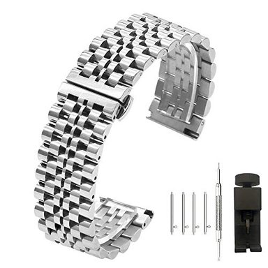 RELOJ GLOBAL SHOPEX HOMBRE KAI TIAN 6CORREA FLEXIBLE PULIDO 7 FILAS 0.787IN 0.866IN BANDA ACERO INOXIDABLE