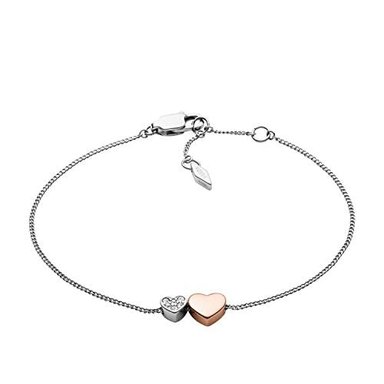 FOSSIL - PULSERA DE CORAZONES DE DOS TONOS PARA MUJER