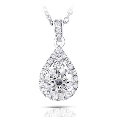 DOVEGGS - COLGANTE DE PLATA CHAPADA EN PLATINO DE 125 QUILATES Y 0.256IN DE ALTO COLOR MOISSANITA