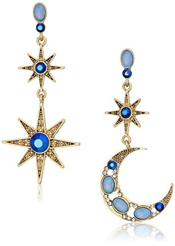 BETSEY JOHNSON - PENDIENTES COLGANTES PARA MUJER DISEÑO DE LUNA Y ESTRELLA