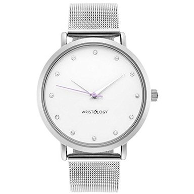RELOJ WRISTOLOGY MUJER OLIVIA VIDRIO PLATA NOVIO METAL CORREA MALLA