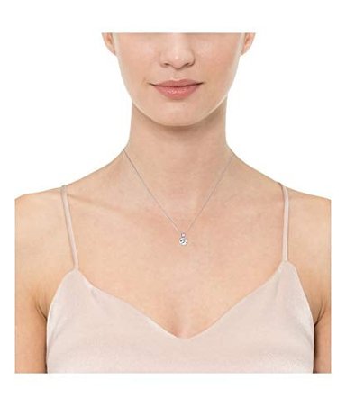 AMAZON ESSENTIALS COLLAR CON COLGANTE SOLITARIO DE CORTE REDONDO DE PLATA DE LEY CHAPADA EN CIRCONITA CÚBICA 18.0IN - 2
