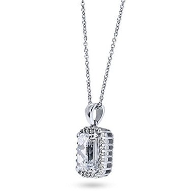 COLLAR BERRICLE PLATA DE LEY CON COLGANTE CHAPADA RODIO CON CIRCONITA CÚBICA Y HALO CIRCONIO CÚBICO - 2