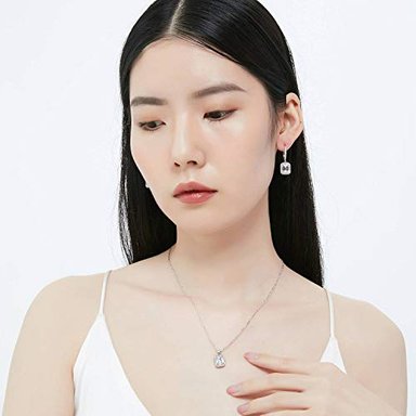 COLLAR BERRICLE PLATA DE LEY CON COLGANTE CHAPADA RODIO CON CIRCONITA CÚBICA Y HALO CIRCONIO CÚBICO - 3