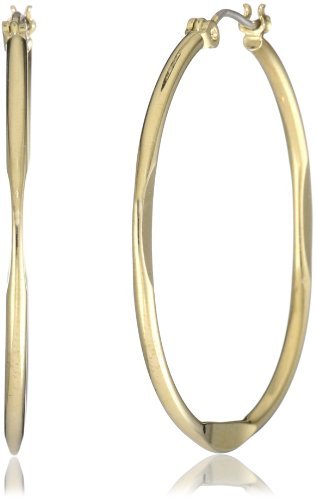 ARETES NINE WEST 'HOOPLA GOLD-TONE WAVY MEDIUM CLICK-IT CON TEXTURA ARETE ARO