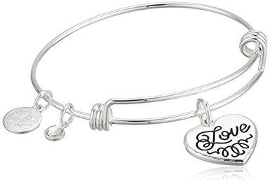 PULSERA ALEX AND ANI HALOS Y GLORIES LOVE BANGLE LATÍN PLATEADO BRILLANTE HG17FAM07S