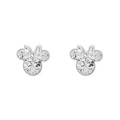 PENDIENTES DISNEY MINNIE MOUSE PIEDRA DE NACIMIENTO DE JOYAS CHAPADOS EN PLATA DE CRISTAL PARA MUJERES Y NIÑAS