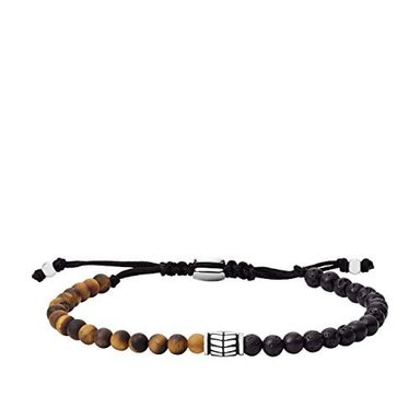 FOSSIL - PULSERA DE ACERO INOXIDABLE Y CUENTAS PARA HOMBRE