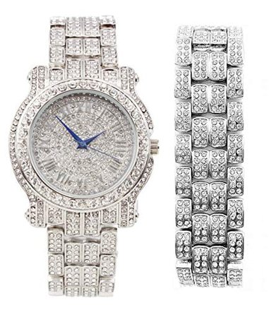 RELOJ GLOBAL SHOPEX HOMBRE BLING-ED OUT REDONDO LUJO ESFERA BRILLANTES INDICADORES TIEMPO DIAMANTES