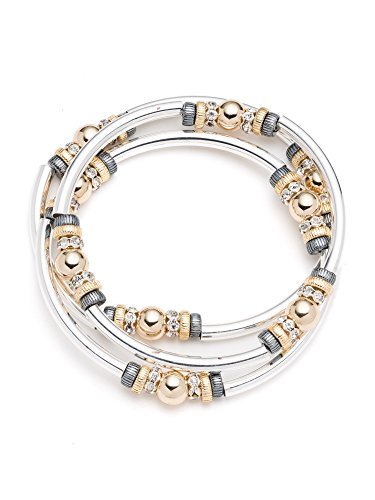 NINE WEST WOMEN 'S CLASSICS TRI-TONE JUEGO DE 3PULSERA PULSERA ELÁSTICA