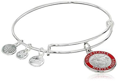 ALEX AND ANI US MARINE CORPS II PULSERA DE PULSERA PLATA BRILLANTE TALLA ÚNICA (AS20USMCSS)