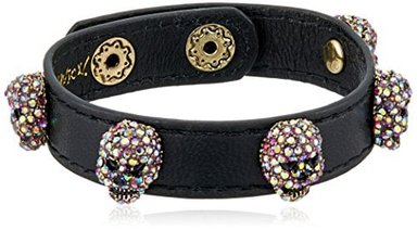 BETSEY JOHNSON PULSERA DE CUERO ROSA Y ORO NEGRO