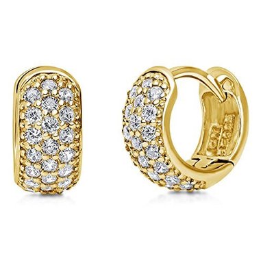 BERRICLE PENDIENTES DE ARO DE PLATA DE LEY CON CIRCONITA CÚBICA Y CIRCONITA CÚBICA DE 05 PULGADAS