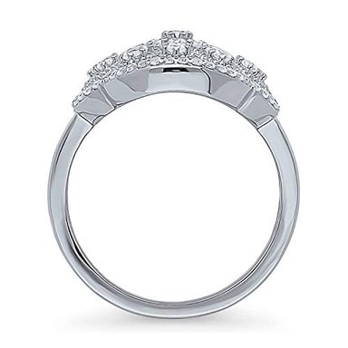 ANILLO BERRICLE PLATA DE LEY CHAPADA RODIO CIRCONITA CÚBICA DISEÑO FLORES ESTILO ART DECO CON FILIGRANA CÓCTEL - 4