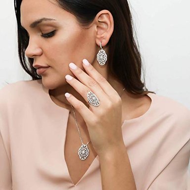 ANILLO BERRICLE PLATA DE LEY CHAPADA RODIO CIRCONITA CÚBICA DISEÑO FLORES ESTILO ART DECO CON FILIGRANA CÓCTEL - 6