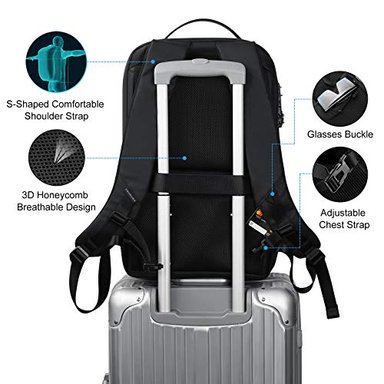 MOCHILA GLOBAL SHOPEX PARA ORDENADOR PORTÁTIL FENRUIEN 25 L 17.3' ANTIRROBO COMPARTIMENTO PARA PC IMPERMEABLE CON PUERTO USB - 6