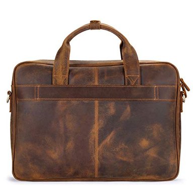 JACKYCHRIS - MALETÍN DE PIEL AUTÉNTICA PARA HOMBRE 15.6' COLOR AMARILLO Y MARRÓN - 2