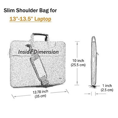 HSEOK BOLSA DE HOMBRO PARA ORDENADOR PORTÁTIL 13 13.3 13.5' COMPATIBLE CON MACBOOK AIR/PRO 13.3 SURFACE BOOK 13.5' - 2