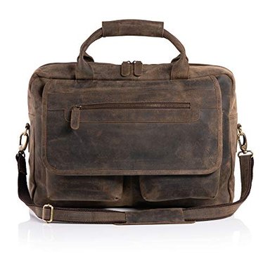 MALETÍN DE PIEL DE BÚFALO DE 16' KOMALC PARA ORDENADOR PORTÁTIL BOLSA DE MENSAJERÍA PARA OFICINA O UNIVERSIDAD