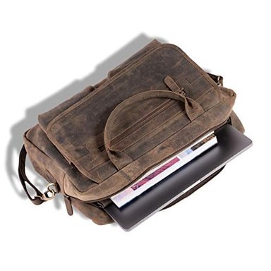 MALETÍN DE PIEL DE BÚFALO DE 16' KOMALC PARA ORDENADOR PORTÁTIL BOLSA DE MENSAJERÍA PARA OFICINA O UNIVERSIDAD - 6