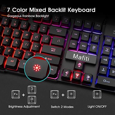 TECLADO GLOBAL SHOPEX CABLE VIDEOJUEGOS MAFITI RETROILUMINADO POR USB LED RATON RGB 3200 PPP - 2