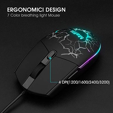 TECLADO GLOBAL SHOPEX CABLE VIDEOJUEGOS MAFITI RETROILUMINADO POR USB LED RATON RGB 3200 PPP - 4