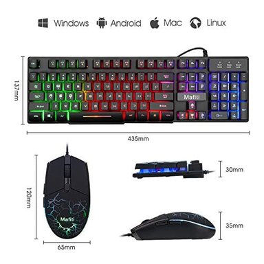 TECLADO GLOBAL SHOPEX CABLE VIDEOJUEGOS MAFITI RETROILUMINADO POR USB LED RATON RGB 3200 PPP - 6