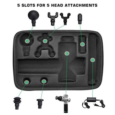 BOLSA DE ALMACENAMIENTO PORTÁTIL CON 5 RANURAS PARA 5 CABEZAS NEGRO TIPO1 HYPERICE HYPERVOLT PLUS - 4
