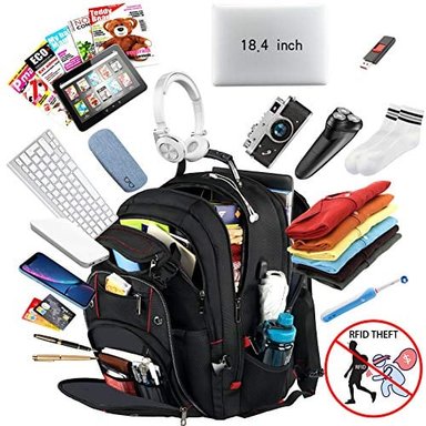 MOCHILA DE ORDENADOR PORTÁTIL 18.4 PARA HOMBRES MOCHILA EXTRA GRANDE DE 55 L CON PUERTO DE CARGADOR USB APROBADO POR TSA