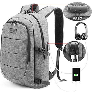 TZOWLA - MOCHILA PARA COMPUTADORA PORTÁTIL DE NEGOCIOS RESISTENTE AL AGUA ANTIRROBO CON PUERTO DE CARGA USB Y CANDADO