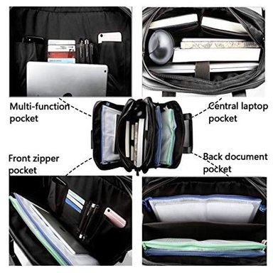MALETÍN DE PIEL GLOBAL SHOPEX PARA HOMBRE BOLSA ORDENADOR PORTÁTIL IMPERMEABLE ESTILO RETRO PARA NEGOCIOS VIAJES BOLSO DE MANO - 2