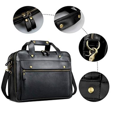 MALETÍN DE PIEL GLOBAL SHOPEX PARA HOMBRE BOLSA ORDENADOR PORTÁTIL IMPERMEABLE ESTILO RETRO PARA NEGOCIOS VIAJES BOLSO DE MANO - 6
